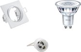 LED Spot Set - GU10 Fitting - Inbouw Vierkant - Mat Wit - Kantelbaar 80mm - Philips - CorePro 827 36D - 4W - Warm Wit 2700K - Dimbaar