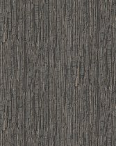 Strepen behang Profhome DE120088-DI vliesbehang hardvinyl warmdruk in reliëf gestempeld tun sur ton glanzend antraciet parelmoer-grijs 5,33 m2