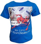 Marvel Ultimate Spider-Man - T-shirt - Model "My City, My Responsibility" - Blauw - 98 cm - 3 jaar - 100% Katoen