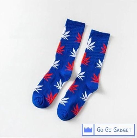 Wiet sokken | 1 paar | blauw met rood en wit