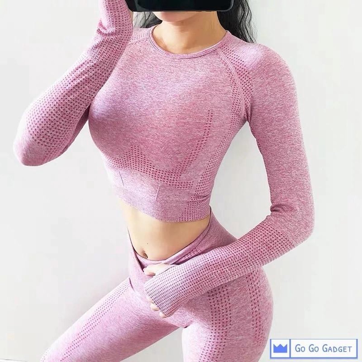 Sporttop crop top lange mouw naadloos sneldrogend grijs M bol