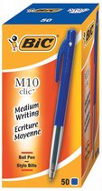 BIC M10 Balpen Clic - Blauw - Medium punt (1.0 mm) - Doos 50 stuks