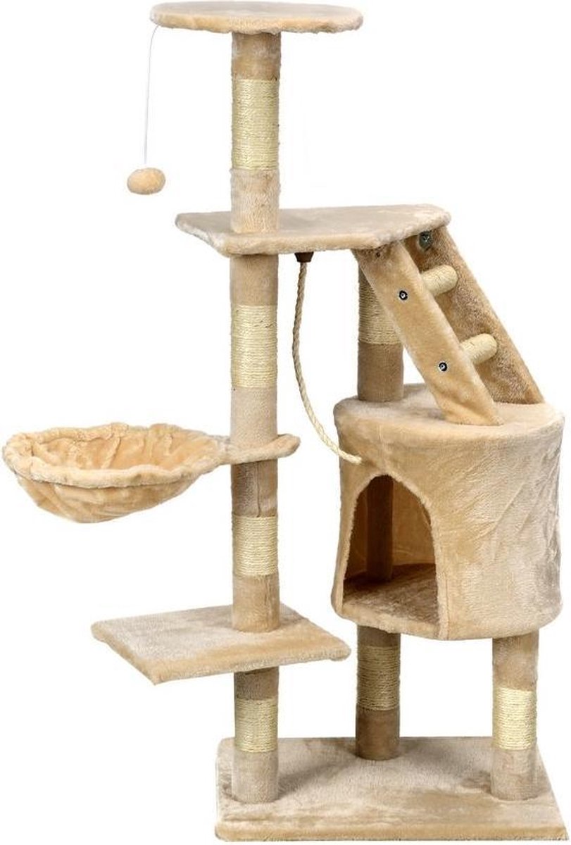 Krabpaal & speelhuis - katten - beige - 117,5 cm hoog