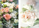 10x dubbele wenskaart met envelop - Blanco Bloemen - Zonder Tekst - 11,5 x 17 cm