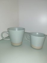 Drinkbekers - lichtblauw met bruine onderkant - 2 stuks
