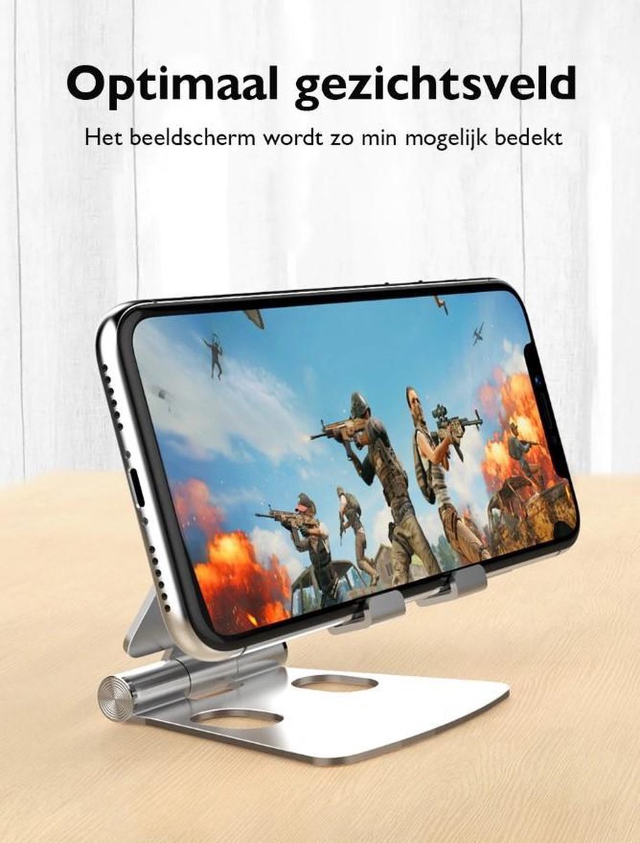Verstelbare Telefoonstandaard Van Aluminiumlegering – Goud, Universeel, Anti-slip En Kabelvriendelijk 5 miniatura