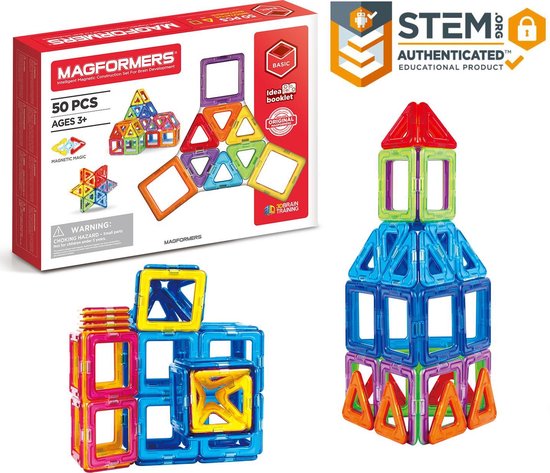 Magformers Basic Set- bouwset 50 stuks- magnetisch speelgoed- speelgoed 3,4,5,6,7 jaar jongens en meisjes– Montessori speelgoed- educatief speelgoed- constructie speelgoed