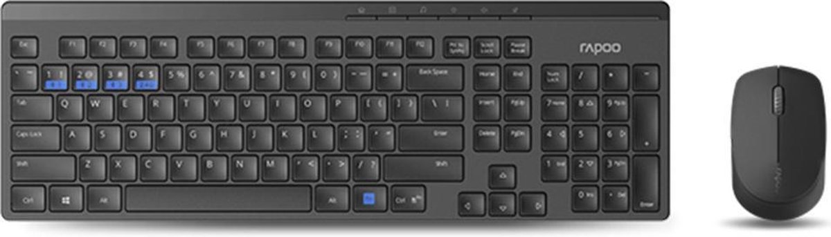 Rapoo 8100M - Toetsenbord + Muis-set - Draadloos - QWERTY - Zwart