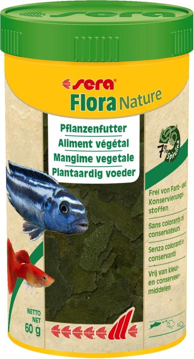 Sera Flore nature 250 ml plantaardig voer zonder bewaarmiddelen