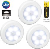 Prodica 3x Draadloos LED Nachtlampje met Bewegingssensor - Koud Wit - Inclusief batterijen - Verlichting Tot 3 Meter Bereik - Kastverlichting