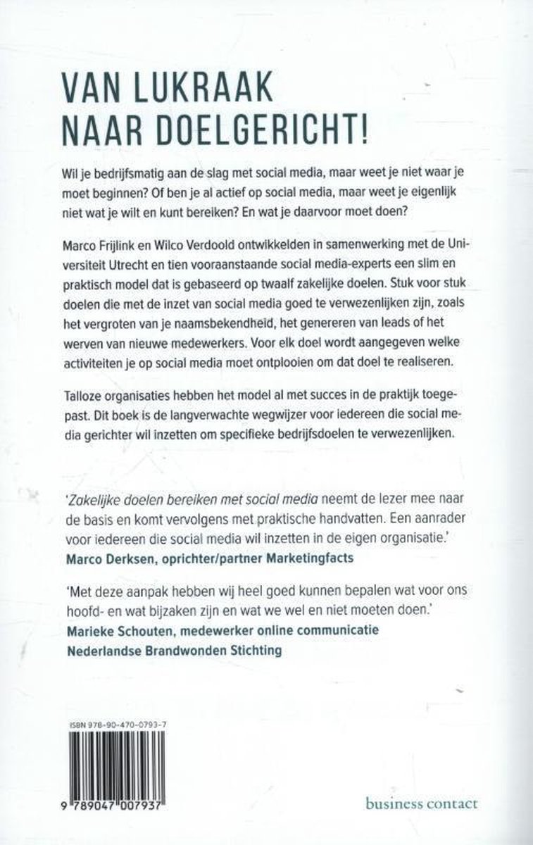 Zakelijke doelen bereiken met social media - back cover