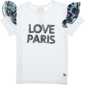 Le Chic T-shirt Double Leopard Ruffle White