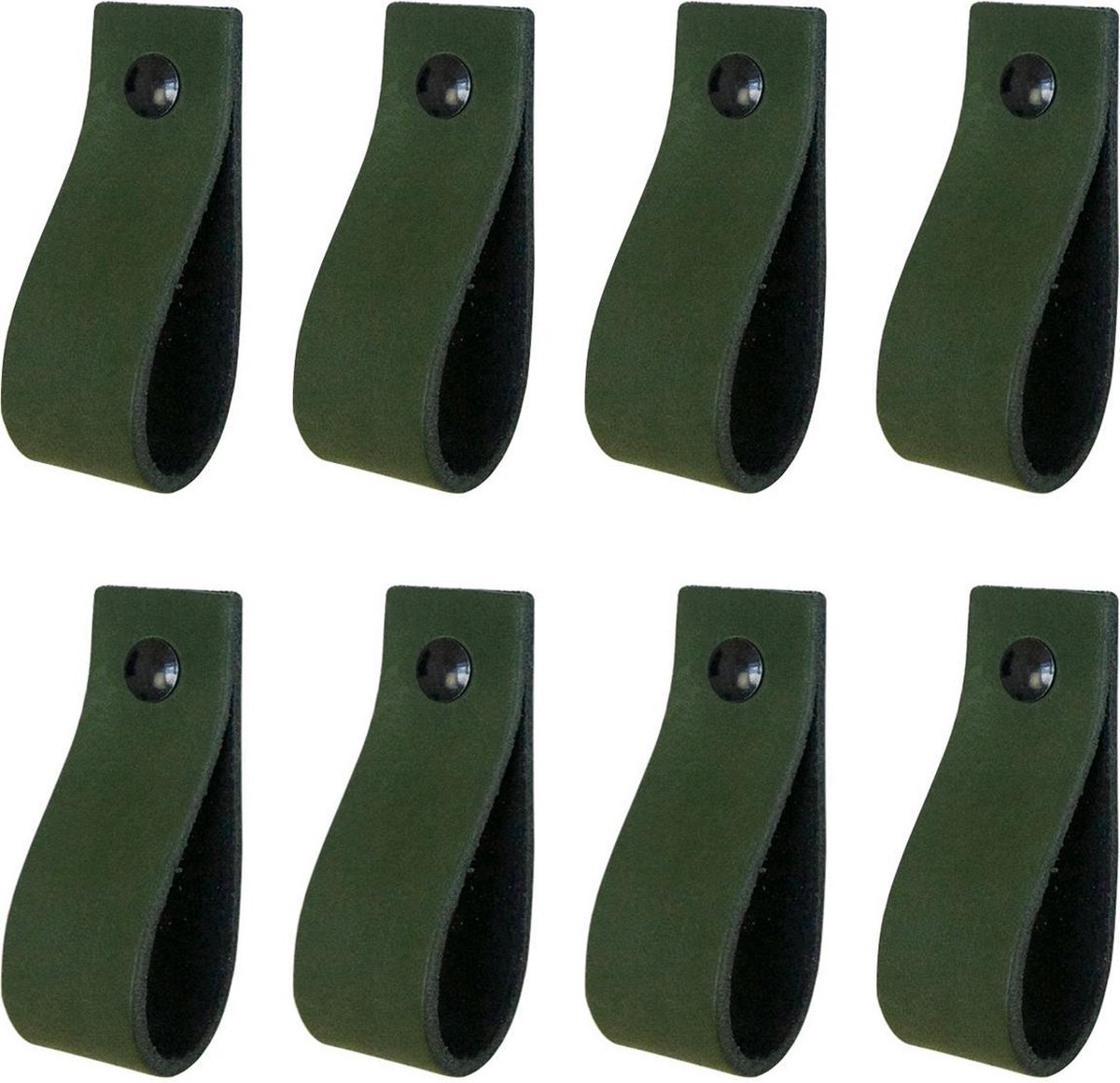 8x Leren handgrepen 'de lus' - maat L (22,2 x 2,5 cm) - KAKI - incl. 3 kleuren schroefjes (handgreepjes - leren grepen - greepjes - leren lusjes)