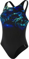 Speedo - End SwirlAQUA Placem - Badpak - Dames - Zwart/Blauw - Maat 32