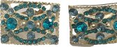 Petra's Sieradenwereld - Clipoorbel turquoise vierkant zilverkleurig