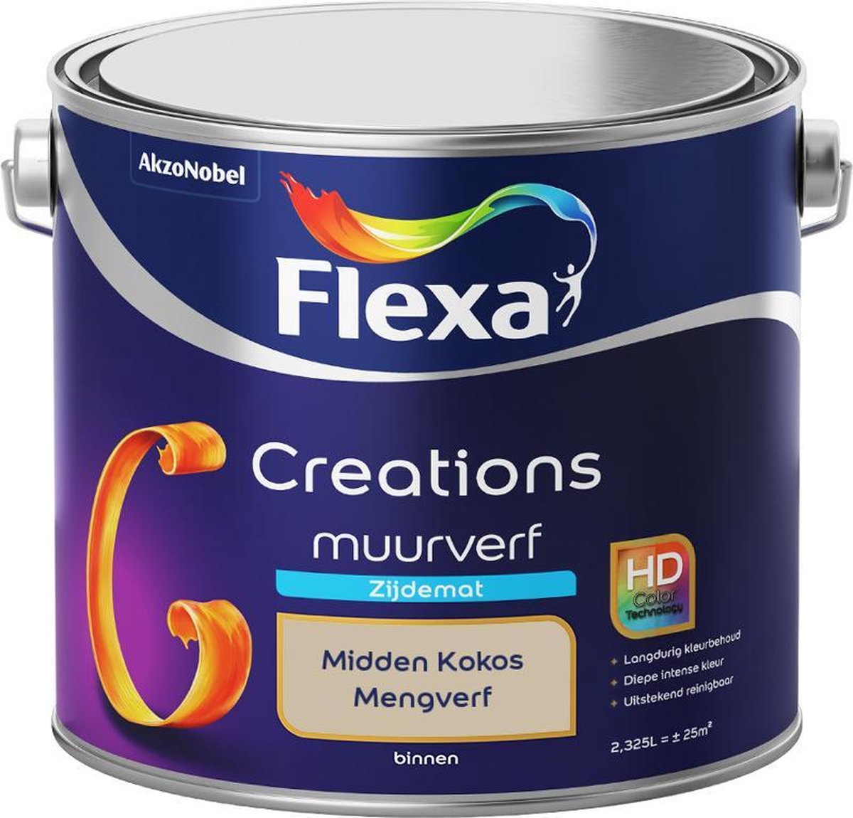 Flexa Creations - Muurverf Zijde Mat - Mengkleuren Collectie - Midden Kokos - 2,5 liter