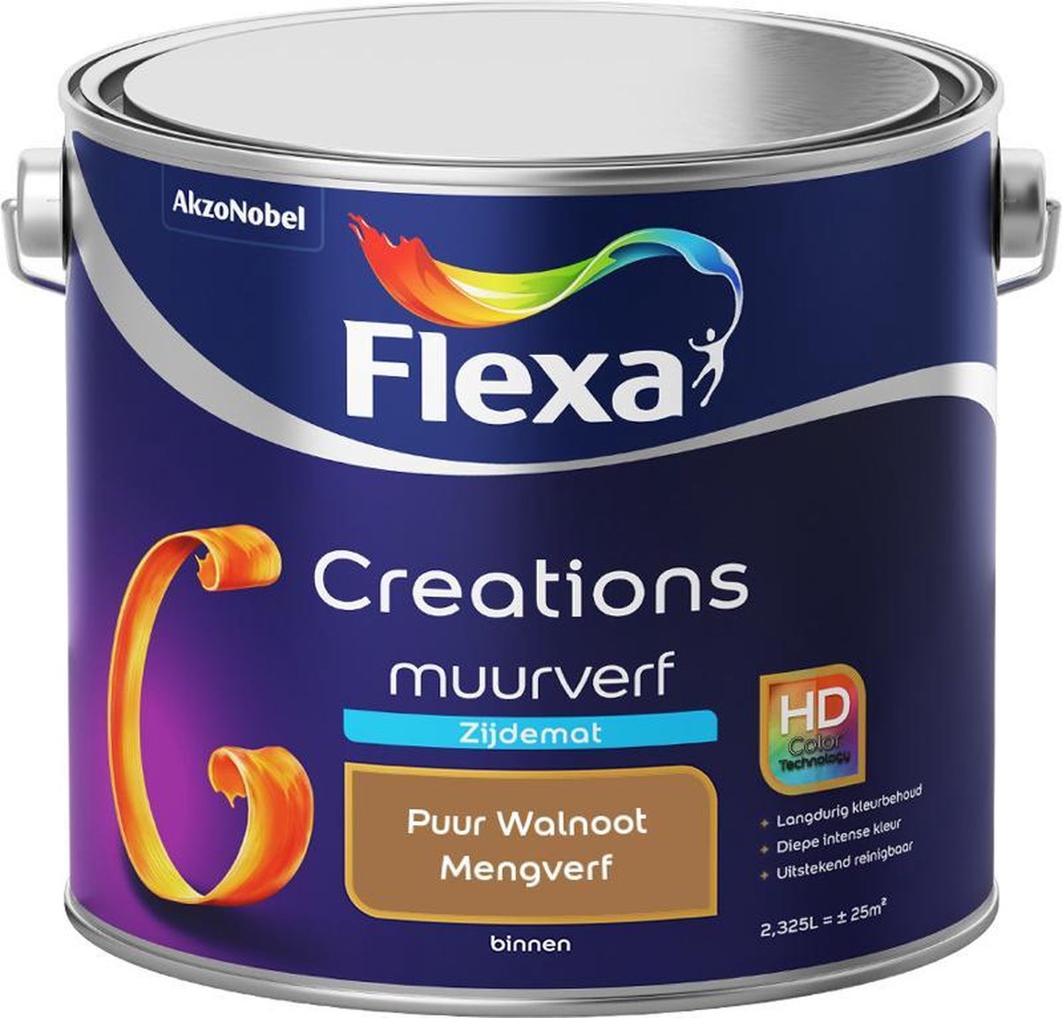Flexa Creations - Muurverf Zijde Mat - Mengkleuren Collectie - Puur Walnoot - 2,5 liter