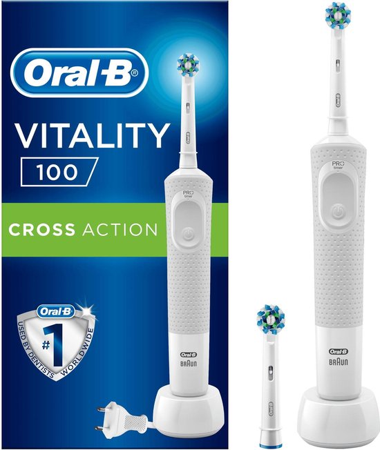 Aardewerk spreken Kan worden berekend Oral-B Vitality 100 CrossAction - Elektrische Tandenborstel -1 Opzetborstel  - Wit | bol.com