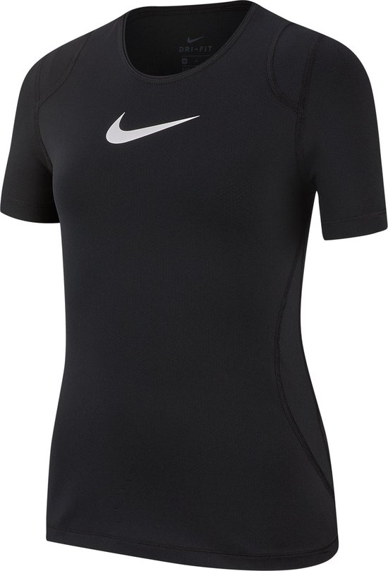 Nike Pro Ss T-shirt Meisjes - Black/(White) (C/O) - Maat 140 | bol.com