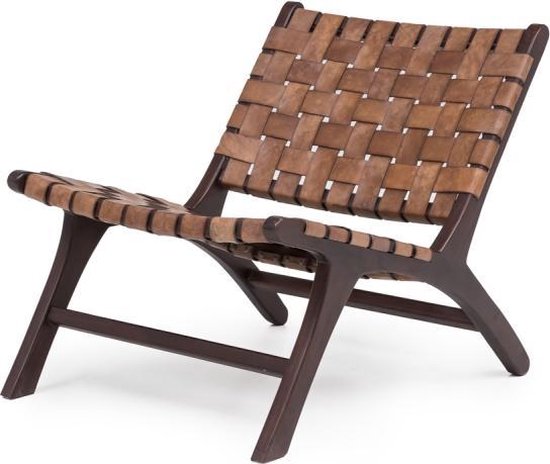 Fruitig klep Ontwapening Lounge stoel bruin leer 68x60 cm – Comfortabel – Industrieel Design |  bol.com