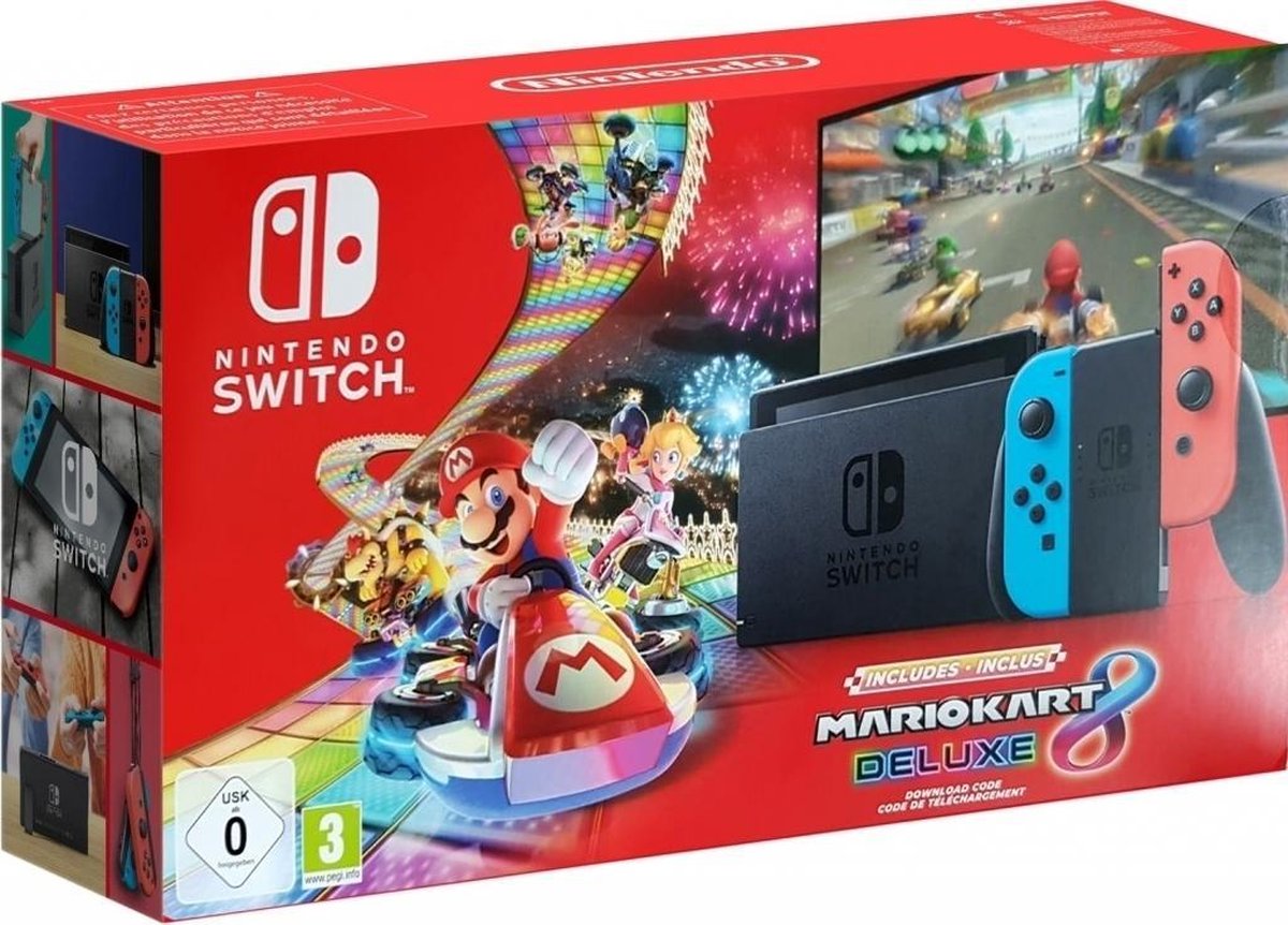 Nintendo Switch Console - Blauw/Rood - Nieuw Model + Mario Kart