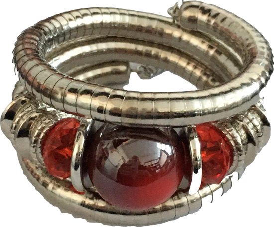 Petra's Sieradenwereld - Slangarmband met rode kraal (6)