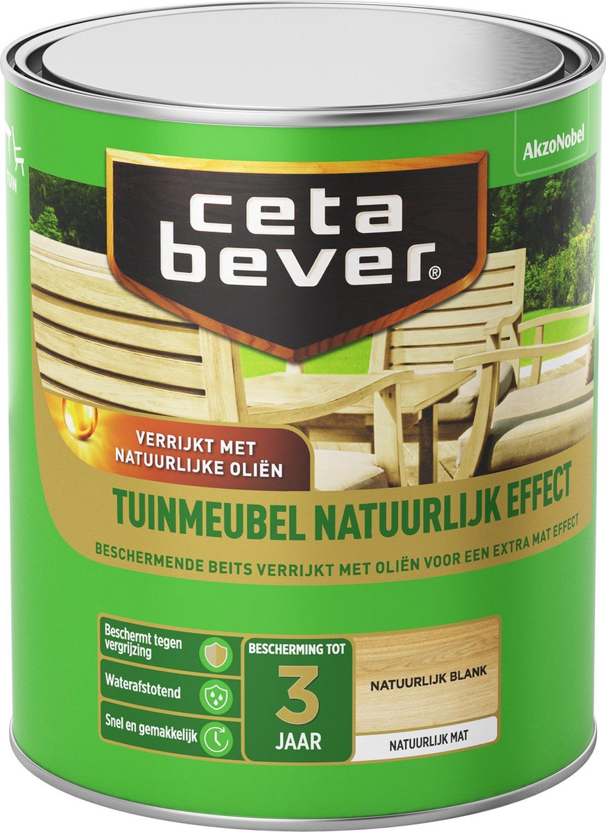 CetaBever Tuinmeubel Beits - Natuurlijk Effect - Mat - Blank - 750 ml |  bol.com