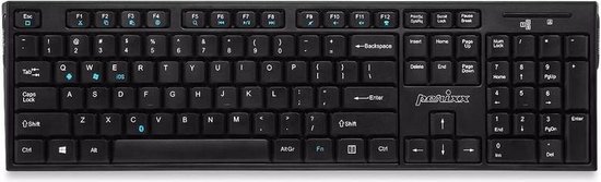 Een zwart Perixx Periboard 810 Bluetooth toetsenbord met QWERTY-indeling.