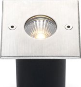 LED grondspot Meda - buitenverlichting / tuinverlichting / grondspots - 5W / staal / vierkant / 24V / plug&play / IP67 / warmwit