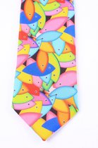 Biggdesign Vruchtbaarheid Fish Tie | Aangepast weefsel | 7 cm breedte | Board afdrukken | Speciaal kunstenaarontwerp | Patroon met vis | Herenkleding | Kledingstijl voor mannen