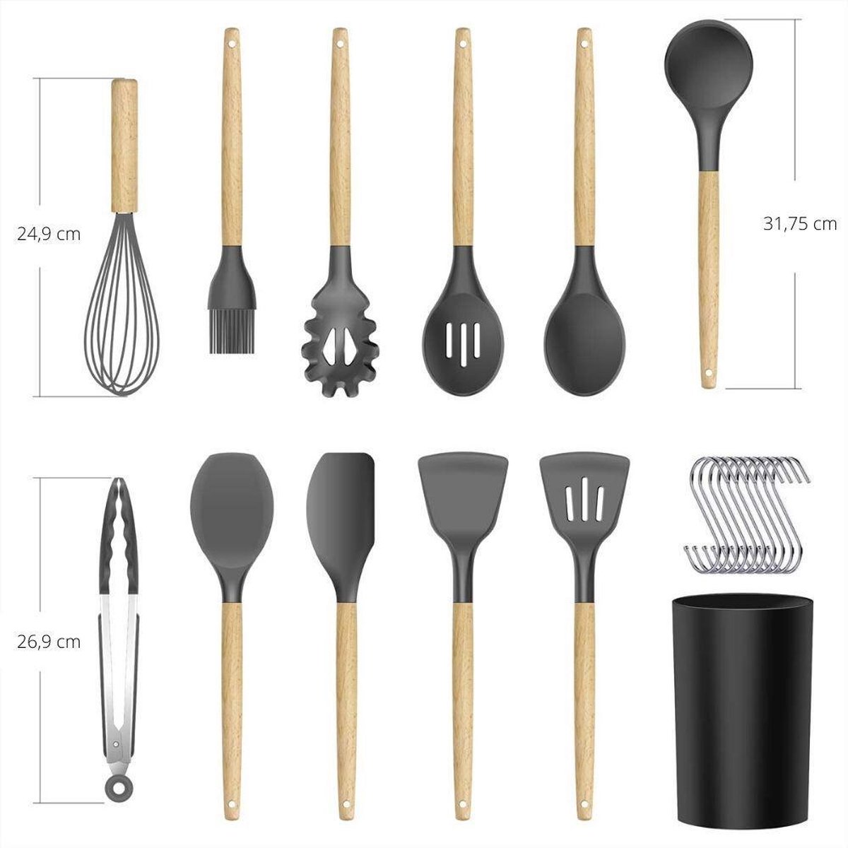 Generic Kit de cuisine 12 pièces avec support pour louche en