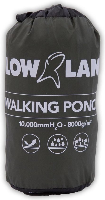 LOWLAND OUTDOOR® Wandelponcho - 100% waterdicht (10.000mm) - ademend (8.000g/M²) PFAS vrij! - Lowland Outdoor