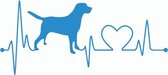 Blauwe Labrador retriever sticker - love my dog - liefde voor de hond autosticker - 8 x 18 cm