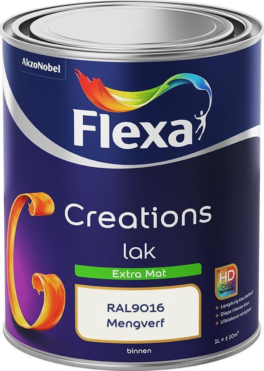 Frons Elke week effectief Flexa Creations - Lak Extra Mat - Mengkleur - RAL9016 - 1 liter | bol.com