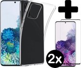 Samsung Galaxy S20 Hoesje Transparant Siliconen Case + 2x Screenprotector Full Cover
