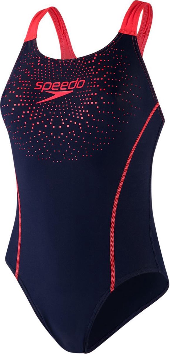 Speedo Gala Logo Medalist Badpak Dames - Blauw/Rood - Maat 38