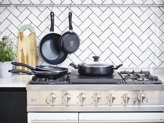 GreenChef Diamond wokpan 28cm - zwart - inductie - PFAS-vrij