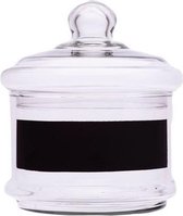 Pot de rangement en verre Pot à bonbons 15 x 15 cm avec surface craie et couvercle - Bonbonnière avec tableau noir et couvercle en verre