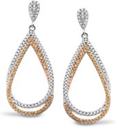 Silver Rose -EA2011CH- Oorbellen -925 Zilver gerodineerd -Gekleurde Cubic Zirkonia