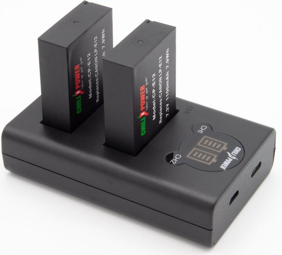 ChiliPower LP-E12 USB Duo Kit geschikt voor Canon - Camera accu set, 2  accu's en... | bol