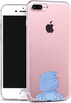 Apple Iphone 7 Plus / 8 Plus siliconen telefoonhoesje transparant Nijlpaardje