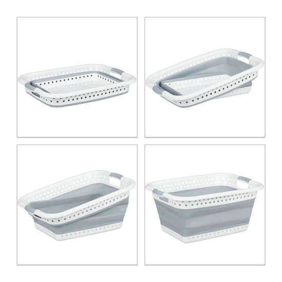 Wasmand Opvouwbaar - Grijs - 70 liter - 50 x 36 x 39 cm - Inklapbare