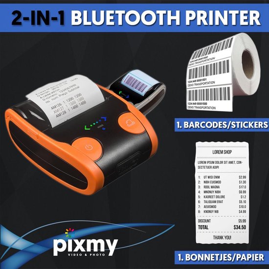 Labelprinter Bluetooth Bonprinter Kassabon Printer – Labelprinters 58mm... | bol.com
