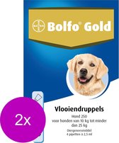 Bolfo Gold Hond 250 - Anti vlooienmiddel - 2 x 4 stuks 10 - 25 Kg