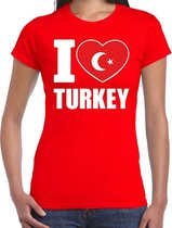 I love Turkey t-shirt Turkije rood voor dames XS