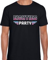 Eighties party / feest t-shirt zwart voor heren M