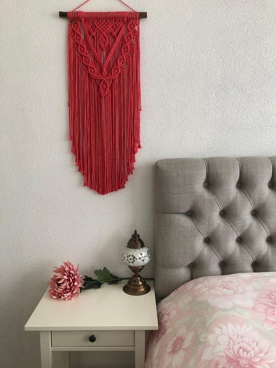 Tenture murale en macramé, décoration intérieure, décoration murale bukuri  -192 rose... | bol.com