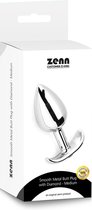 ZENN Gladde metalen butt plug met diamand, medium