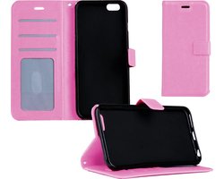 Hoesje Geschikt voor iPhone 5/5s/5SE Hoesje Book Case Hoes Portemonnee Cover Walletcase - Hoes Geschikt voor iPhone 5/5s/5SE Hoes Bookcase Hoesje - Lichtroze