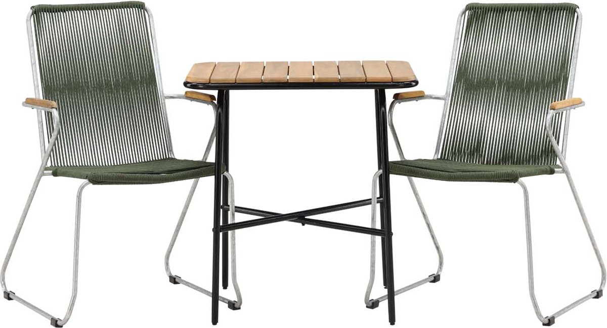 Holmbeck tuinmeubelset tafel, 2 stoelen naturel,groen.